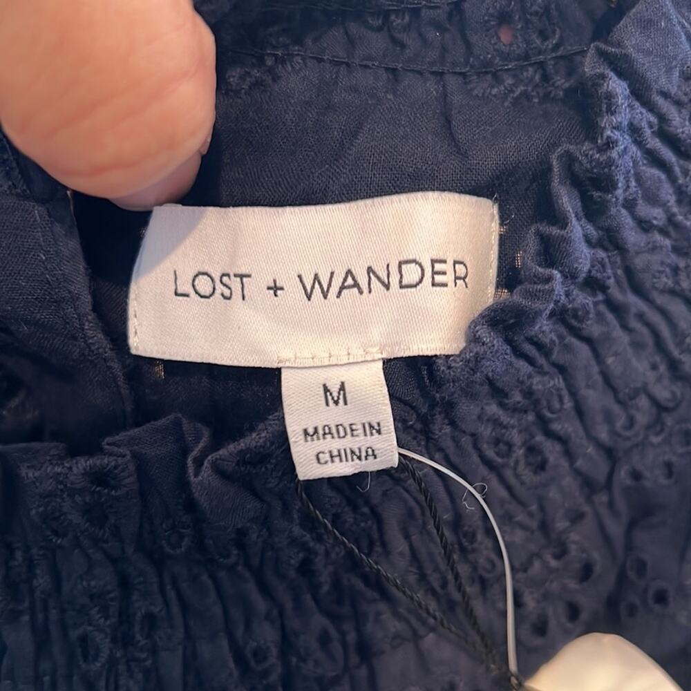 LOST + WANDER Sunday Funday Eyelet Detail Long Sleeve Cotton Minidress M NWT - Picture 11 of 14